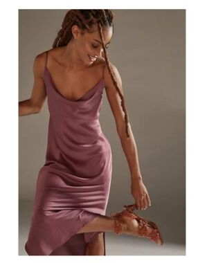 Anthropologie The Elyse Satin Slip Midi Dress